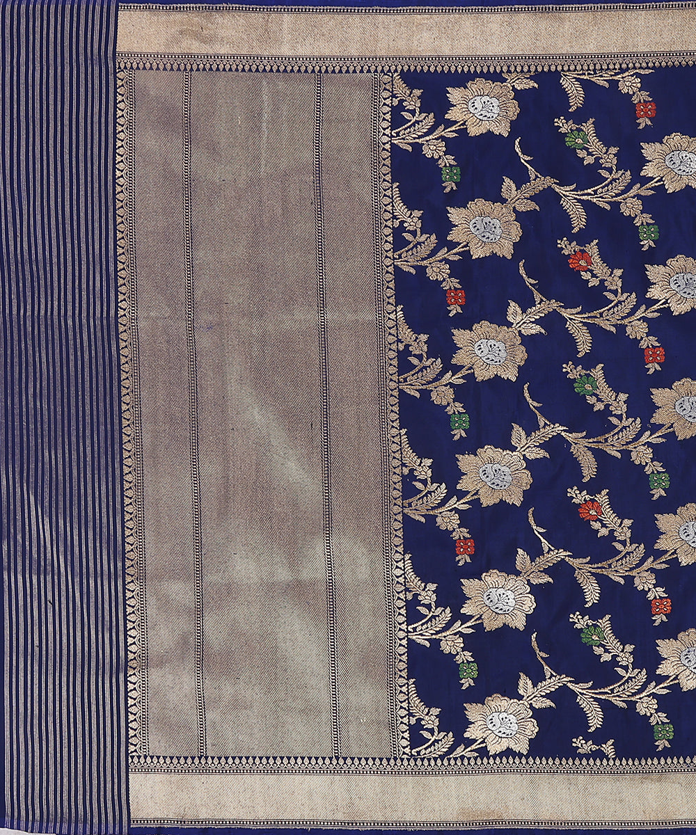 Blue_Handloom_Pure_Katan_Silk_Ektara_Banarasi_Dupatta_With_Meenakari_Jaal_WeaverStory_02