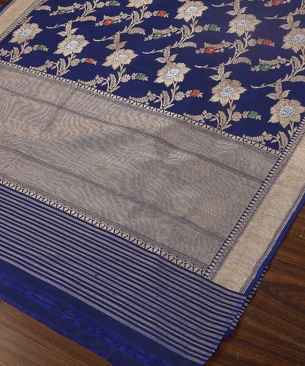 Blue_Handloom_Pure_Katan_Silk_Ektara_Banarasi_Dupatta_With_Meenakari_Jaal_WeaverStory_03