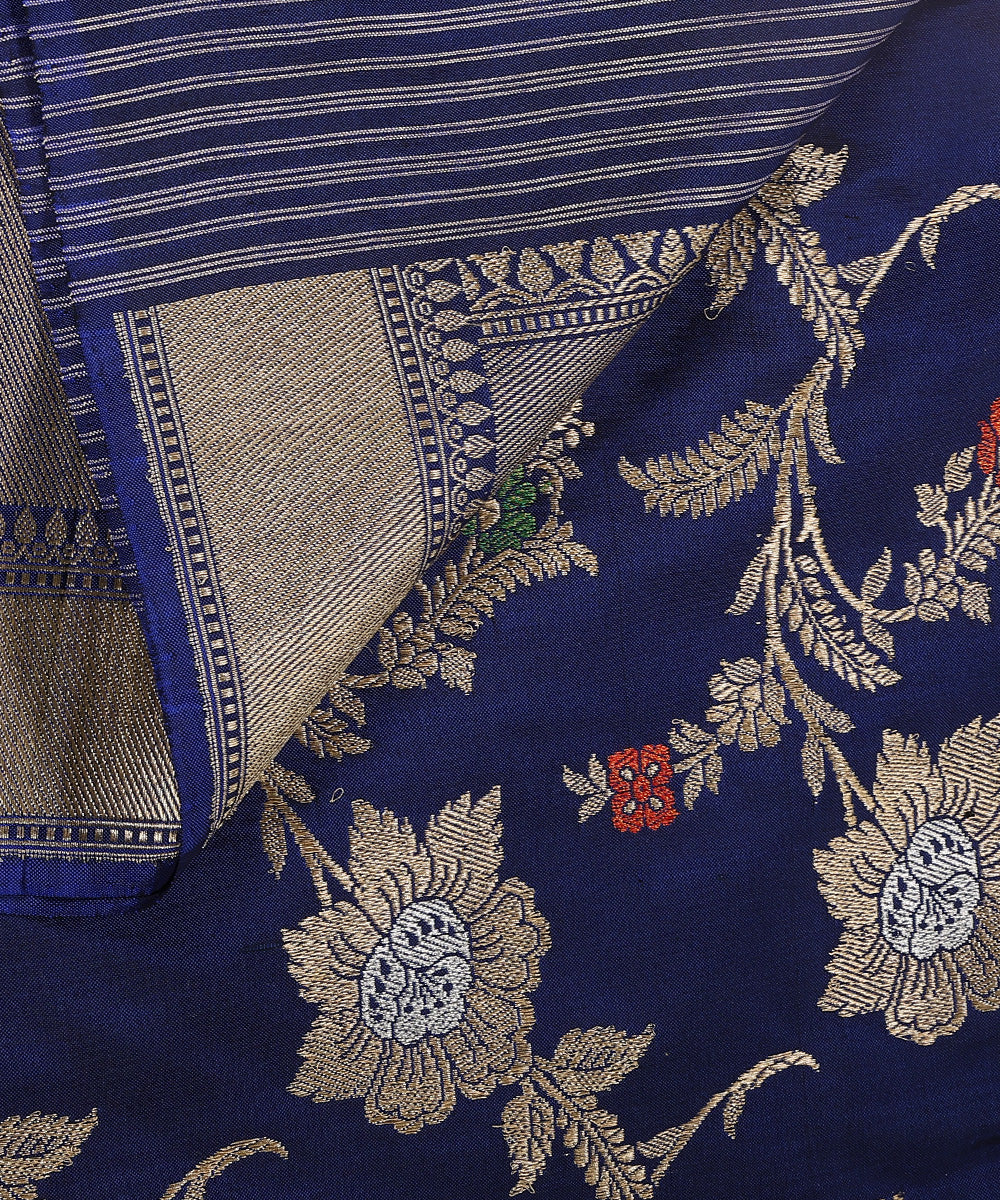 Blue_Handloom_Pure_Katan_Silk_Ektara_Banarasi_Dupatta_With_Meenakari_Jaal_WeaverStory_04