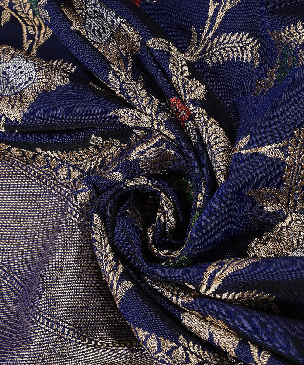 Blue_Handloom_Pure_Katan_Silk_Ektara_Banarasi_Dupatta_With_Meenakari_Jaal_WeaverStory_05