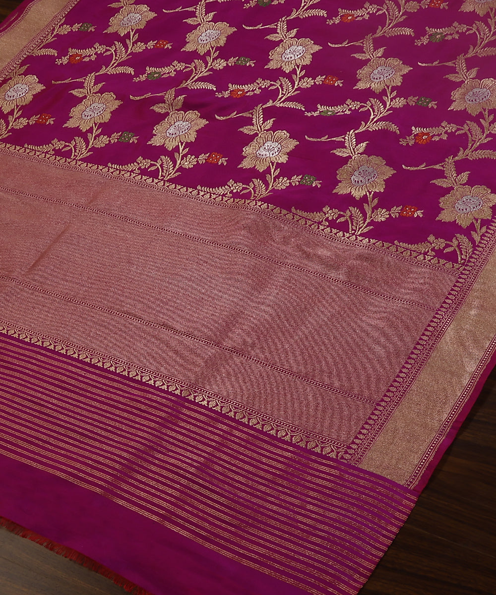 Handloom_Plum_Pure_Katan_Silk_Ektara_Banarasi_Dupatta_With_Meenakari_And_Floral_Jaal_WeaverStory_03