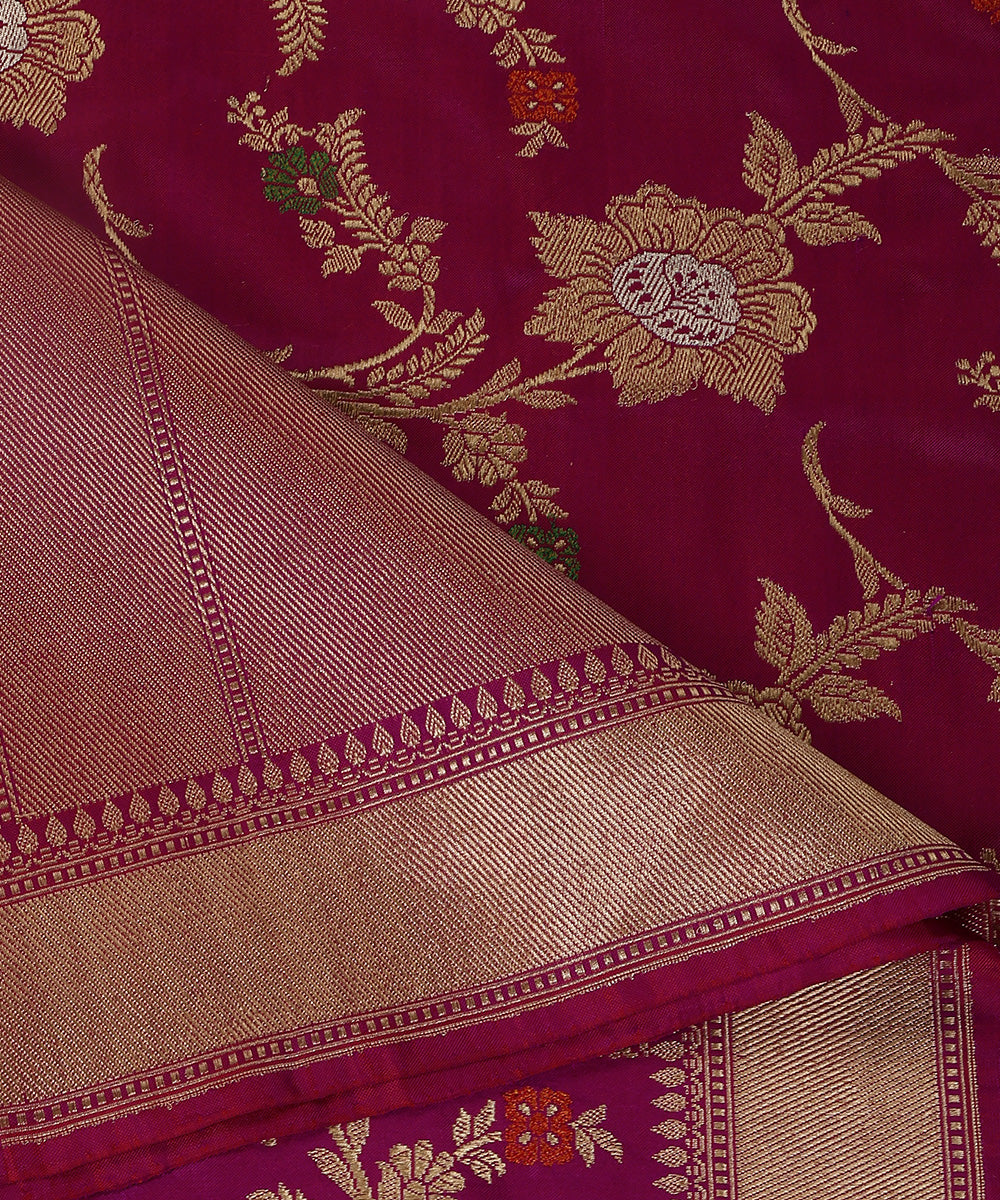 Handloom_Plum_Pure_Katan_Silk_Ektara_Banarasi_Dupatta_With_Meenakari_And_Floral_Jaal_WeaverStory_04