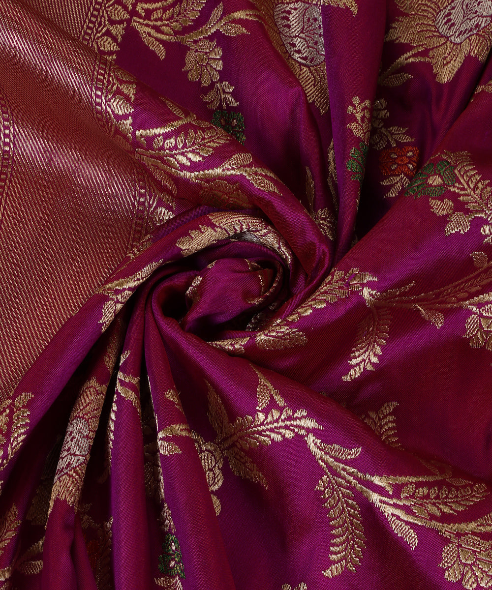 Handloom_Plum_Pure_Katan_Silk_Ektara_Banarasi_Dupatta_With_Meenakari_And_Floral_Jaal_WeaverStory_05