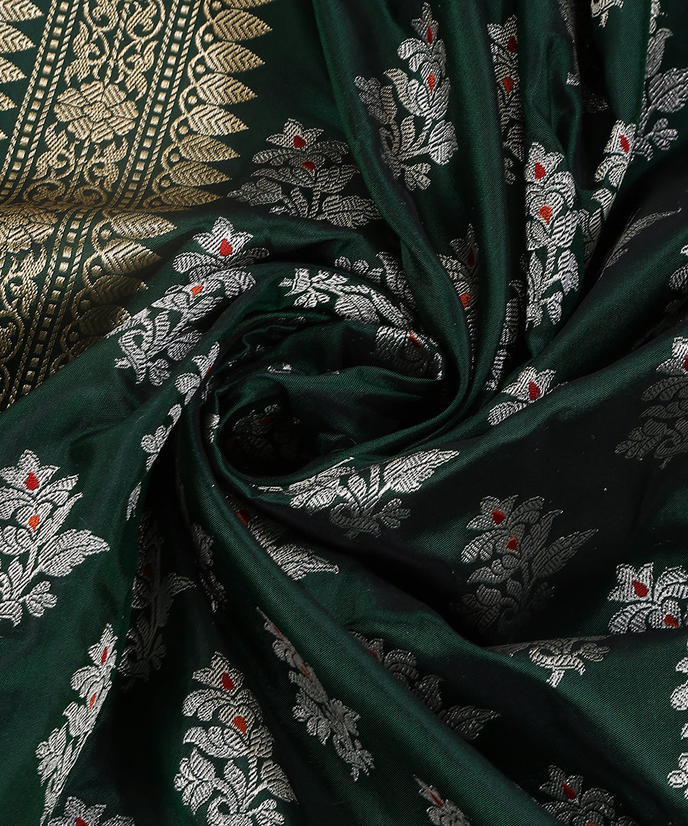 Emerald_Green_Handloom_Pure_Katan_Silk_Banarasi_Dupatta_With_Silver_Zari_Meenakari_Boota_And_Kadhwa_Border_WeaverStory_05