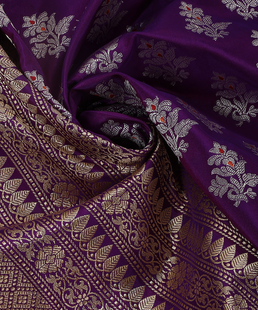 Purple_Handloom_Pure_Katan_Silk_Banarasi_Dupatta_With_Silver_Zari_Meenakari_Boota_And_Kadhwa_Border_WeaverStory_05
