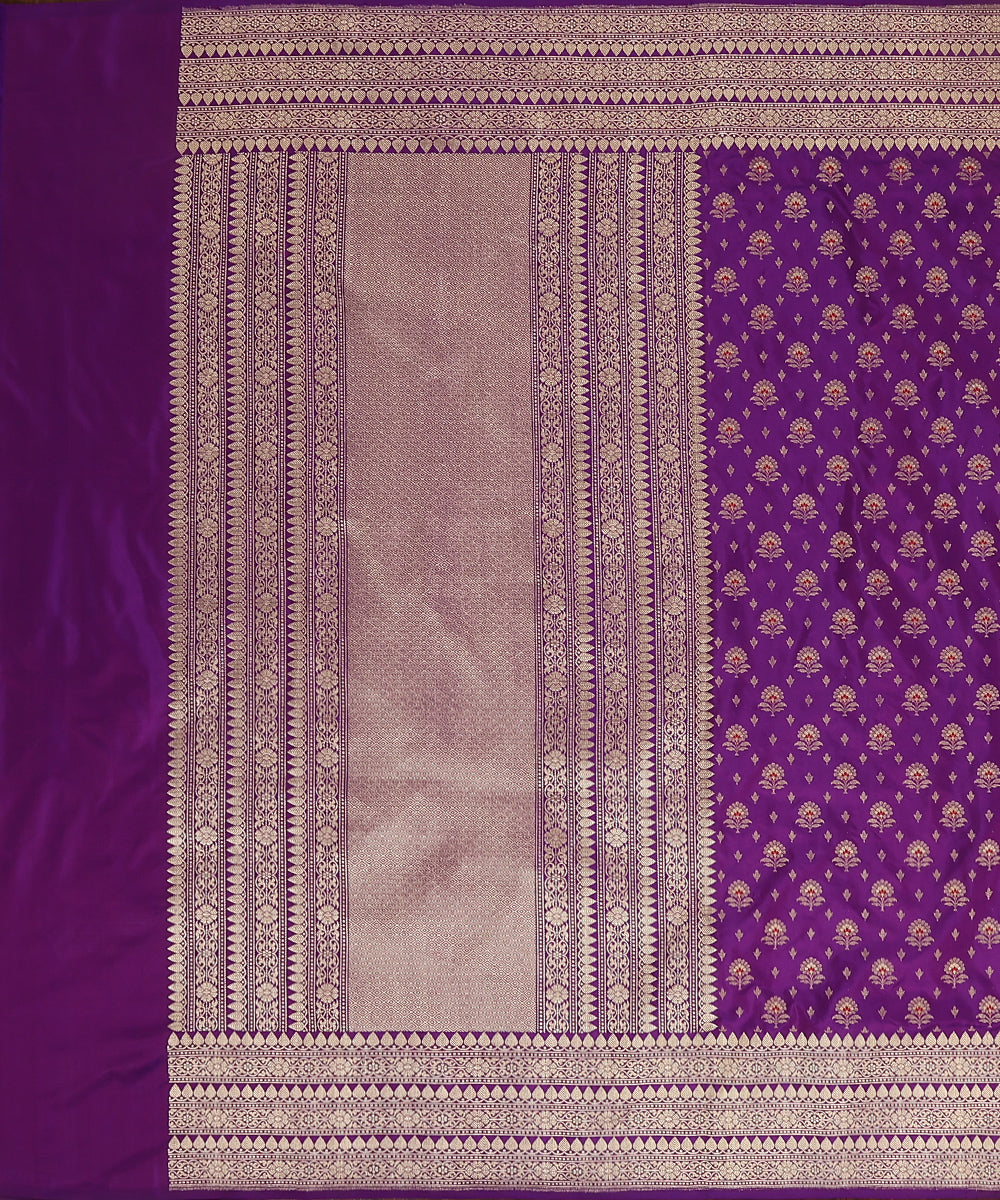 Handloom_Purple_Pure_Katan_Silk_Banarasi_Dupatta_With_Mughal_Meenakari_Booti_And_Kadhwa_Border_WeaverStory_02