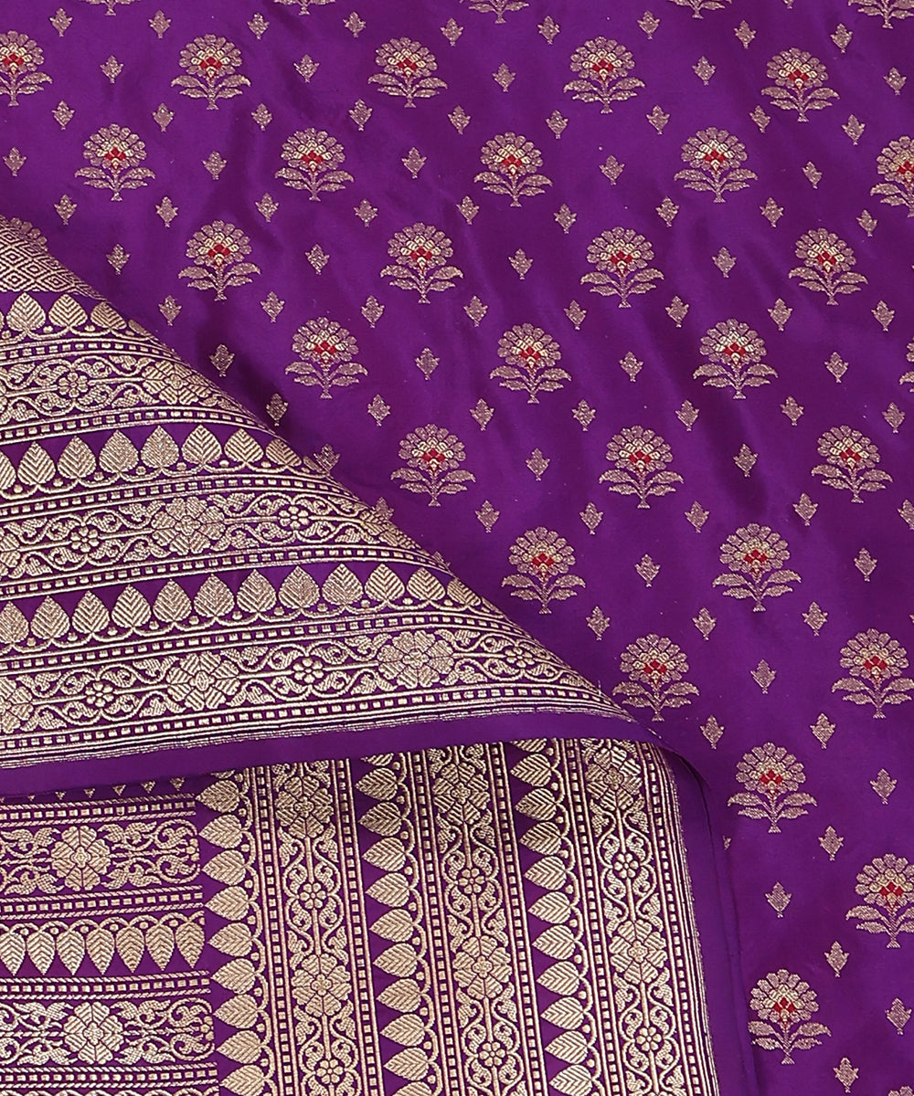 Handloom_Purple_Pure_Katan_Silk_Banarasi_Dupatta_With_Mughal_Meenakari_Booti_And_Kadhwa_Border_WeaverStory_04