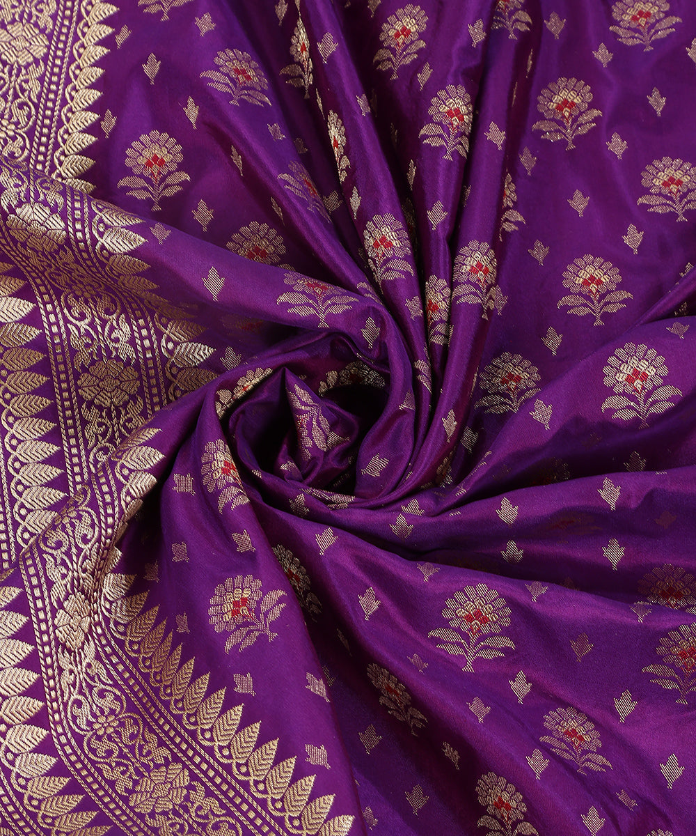 Handloom_Purple_Pure_Katan_Silk_Banarasi_Dupatta_With_Mughal_Meenakari_Booti_And_Kadhwa_Border_WeaverStory_05