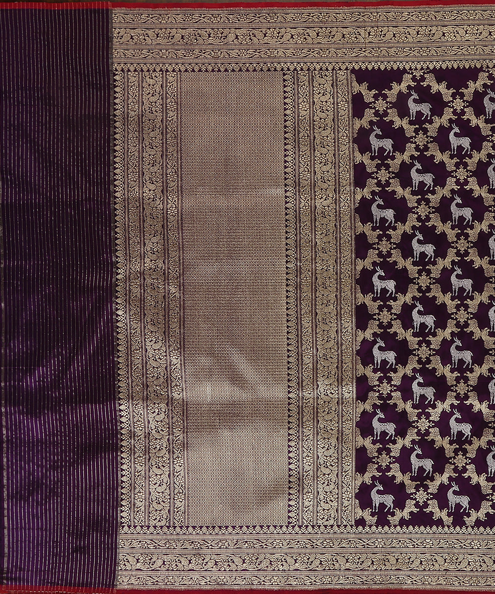 Handloom_Deep_Purple_Pure_Katan_Silk_Shikargah_Banarasi_Dupatta_With_Kadhwa_Jaal_WeaverStory_02