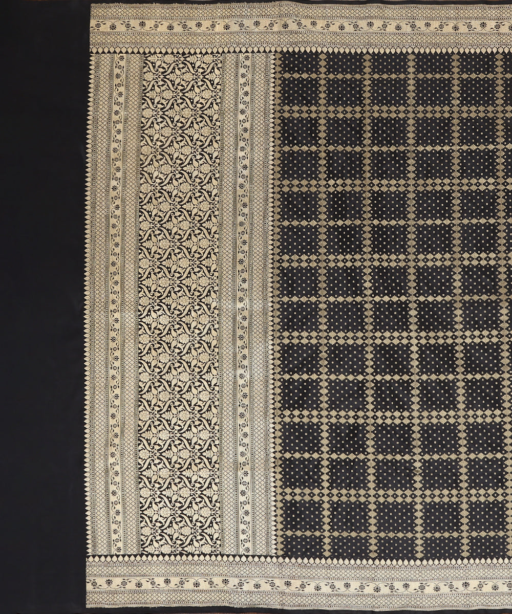 Handloom_Black_Pure_Katan_Silk_Banarasi_Dupatta_With_Kadhwa_Border_And_All_Over_Zari_Pattern_WeaverStory_02