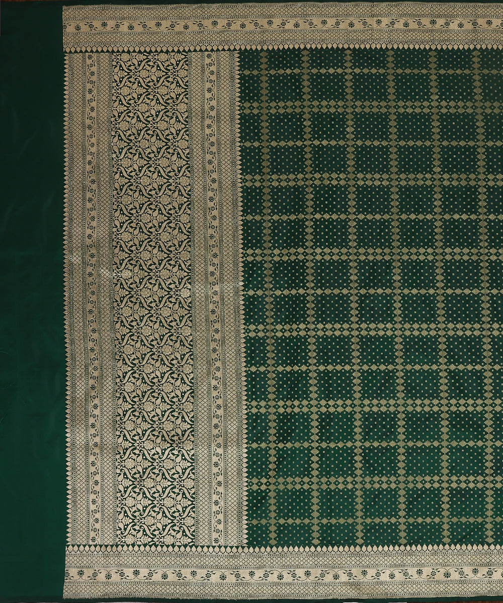 Green_Handloom_Pure_Katan_Silk_Banarasi_Dupatta_With_Kadhwa_Border_And_All_Over_Zari_Pattern_WeaverStory_02