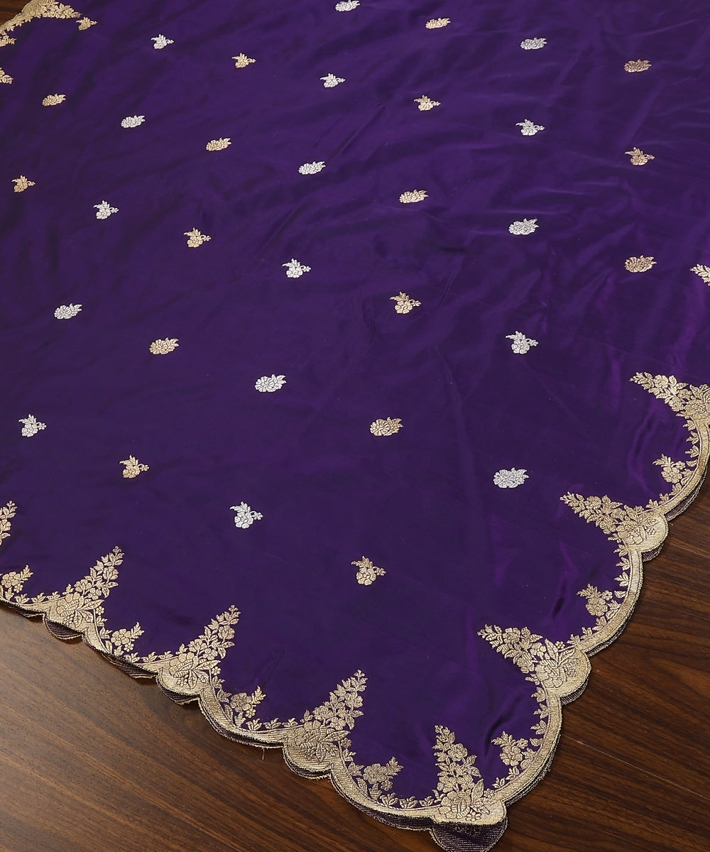 Purple_Handloom_Pure_Katan_Silk_Banarasi_Dupatta_With_Boota_And_Kadhwa_Border_WeaverStory_03