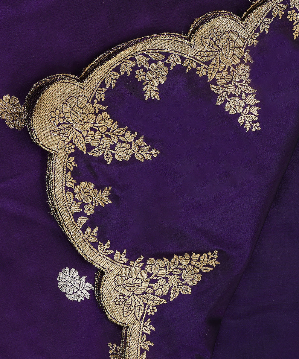 Purple_Handloom_Pure_Katan_Silk_Banarasi_Dupatta_With_Boota_And_Kadhwa_Border_WeaverStory_04