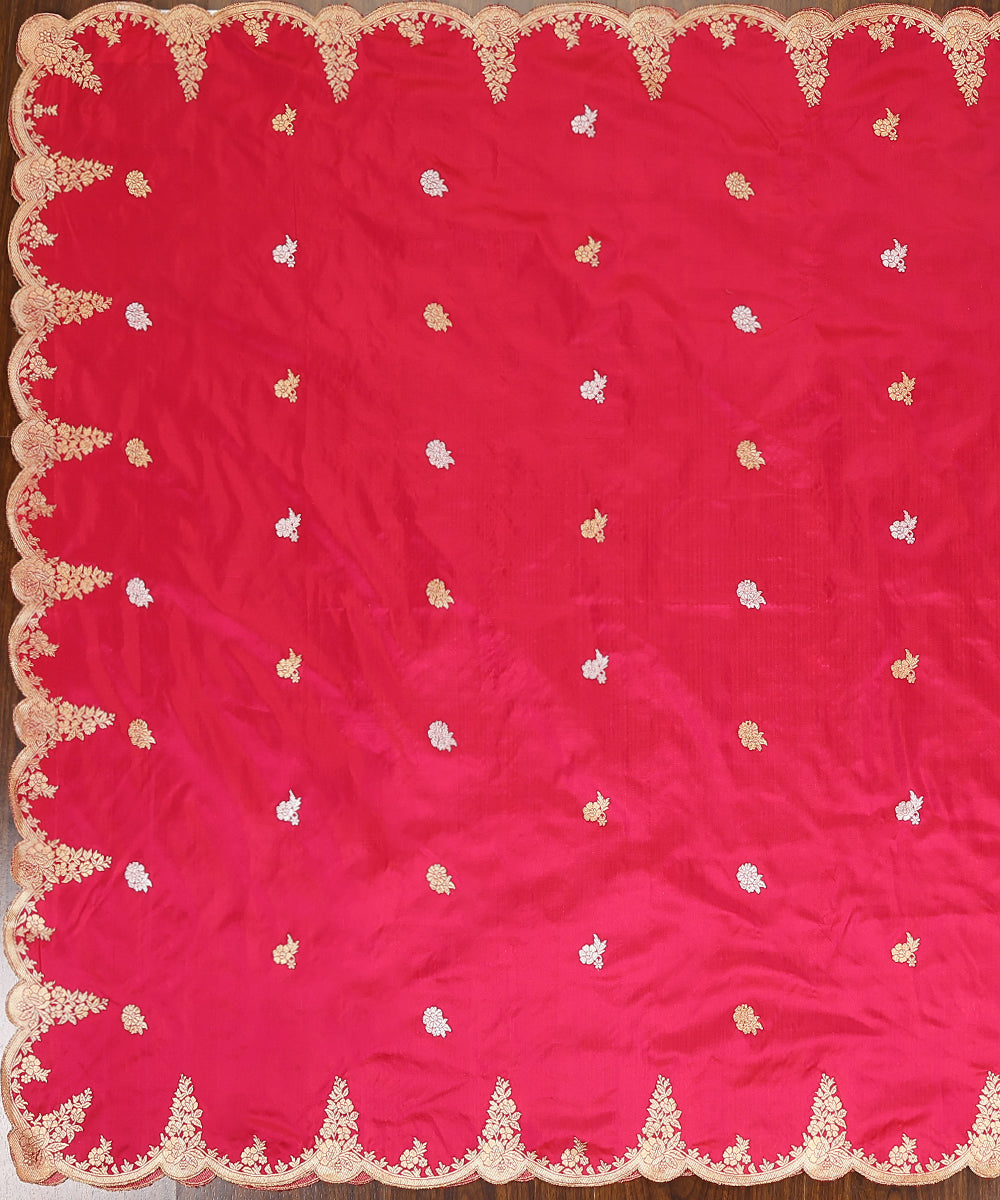 Pink_Handloom_Pure_Katan_Silk_Banarasi_Dupatta_With_Scalloped_Border_And_Booti_WeaverStory_02