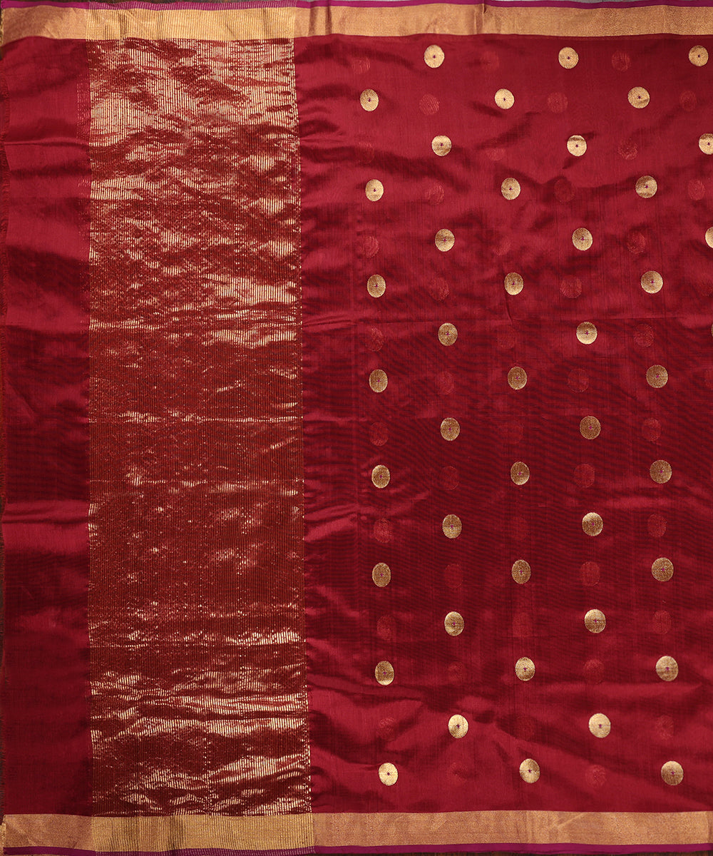 Maroon_Handloom_Pure_Chanderi_Silk_Dupatta_With_Asharfi_Boota_WeaverStory_03