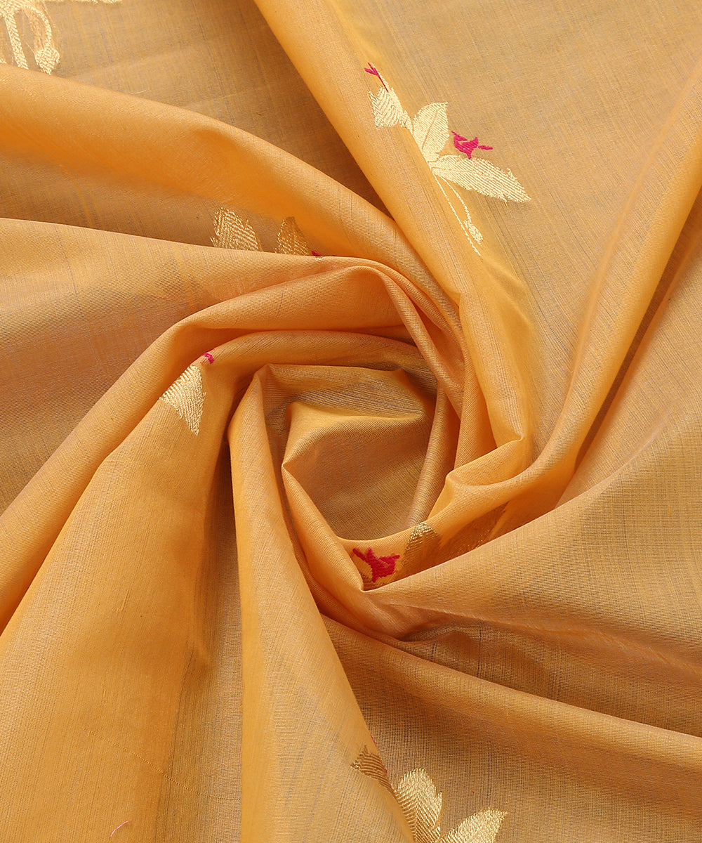 Yellow_Handloom_Cotton_Silk_Eknaliya_Chanderi_Dupatta_With_Gold_Leaf_and_Birds_Motif_WeaverStory_04