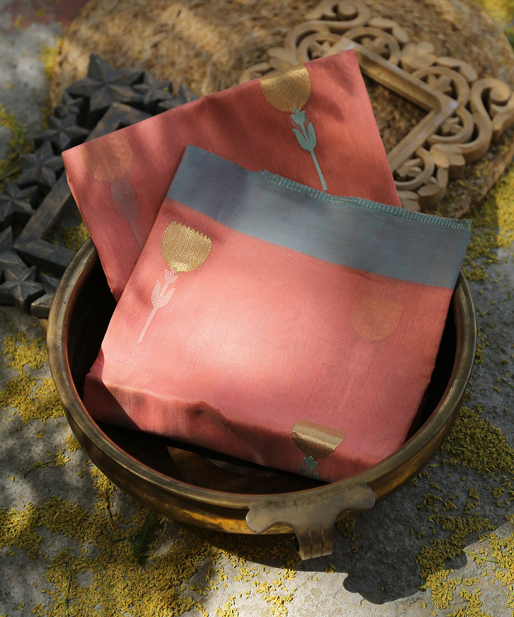 Pink_Handloom_Cotton_Silk_Eknaliya_Chanderi_Dupatta_With_Zig_Zag_Flower_Motif_WeaverStory_01