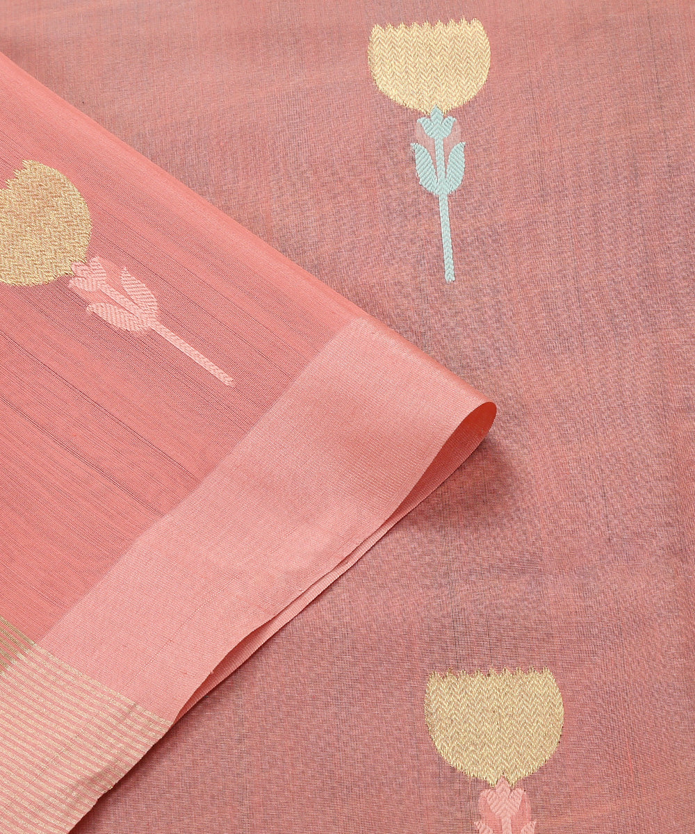 Pink_Handloom_Cotton_Silk_Eknaliya_Chanderi_Dupatta_With_Zig_Zag_Flower_Motif_WeaverStory_04