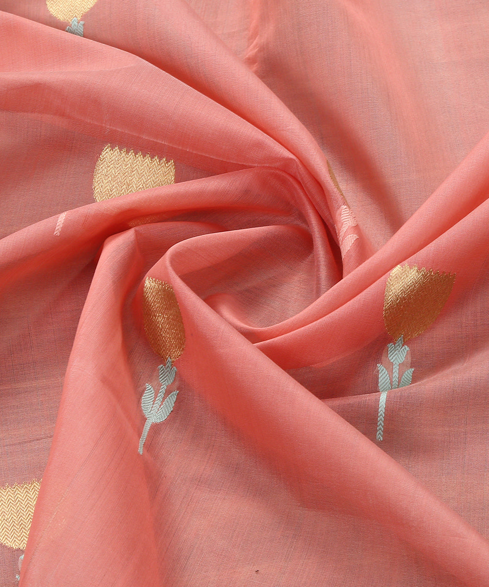 Pink_Handloom_Cotton_Silk_Eknaliya_Chanderi_Dupatta_With_Zig_Zag_Flower_Motif_WeaverStory_05
