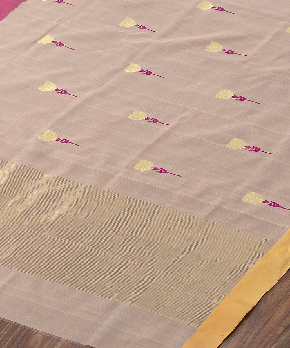 Light_Pink_Handloom_Eknaliya_Cotton_Silk_Chanderi_Dupatta_With_Zig_Zag_Flower_Motif_WeaverStory_03