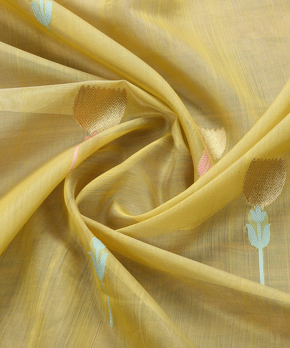 Green_Handloom_Cotton_Silk_Eknaliya_Chanderi_Dupatta_With_Zig_Zag_Flower_Motif_WeaverStory_05