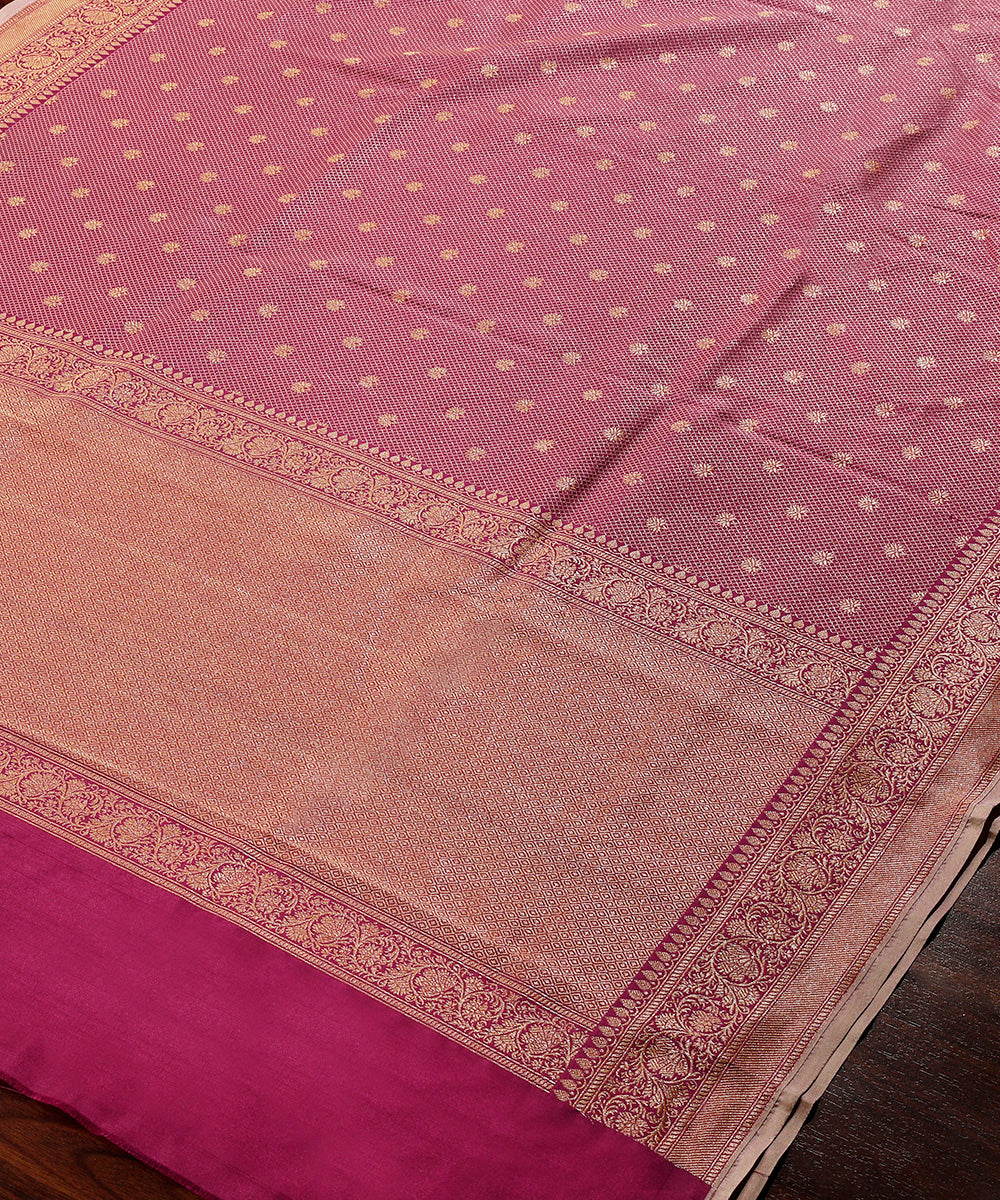 Pink_Handloom_Pure_Katan_Silk_Zari_Tanchoi_Banarasi_Dupatta_WeaverStory_03