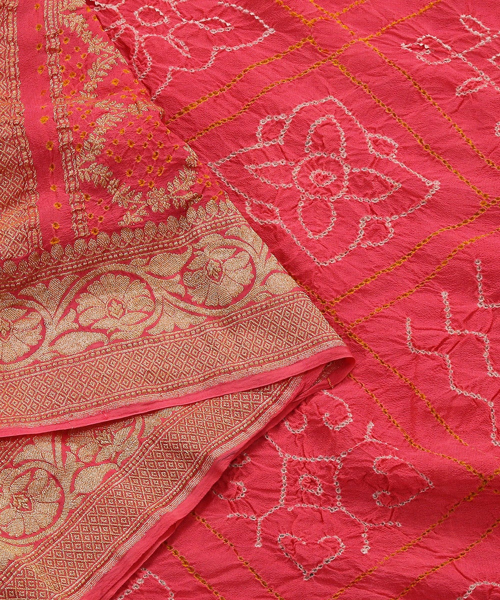 Handloom_Banarasi_Bandhej_Dupatta_in_Peach_with_Kadhwa_Floral_Motifs_WeaverStory_04