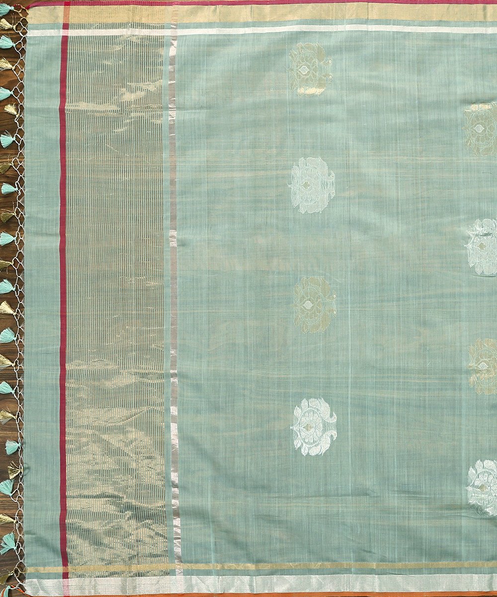 Handloom_Aqua_Blue_Cotton_Donaliya_Chanderi_Dupatta_with_Boota_WeaverStory_02