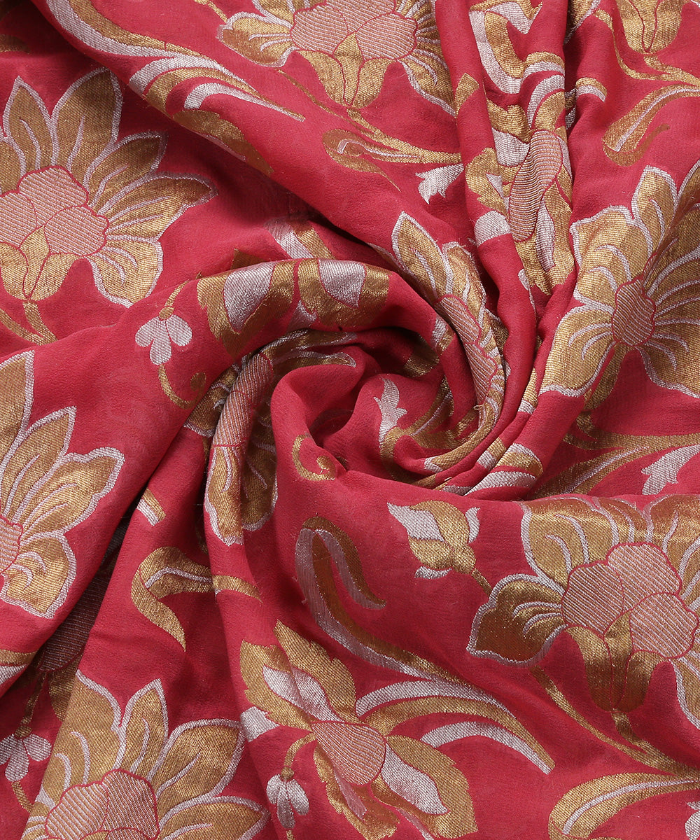 Pink_Handloom_Sona_Rupa_Floral_Georgette_Banarasi_Dupatta_WeaverStory_05