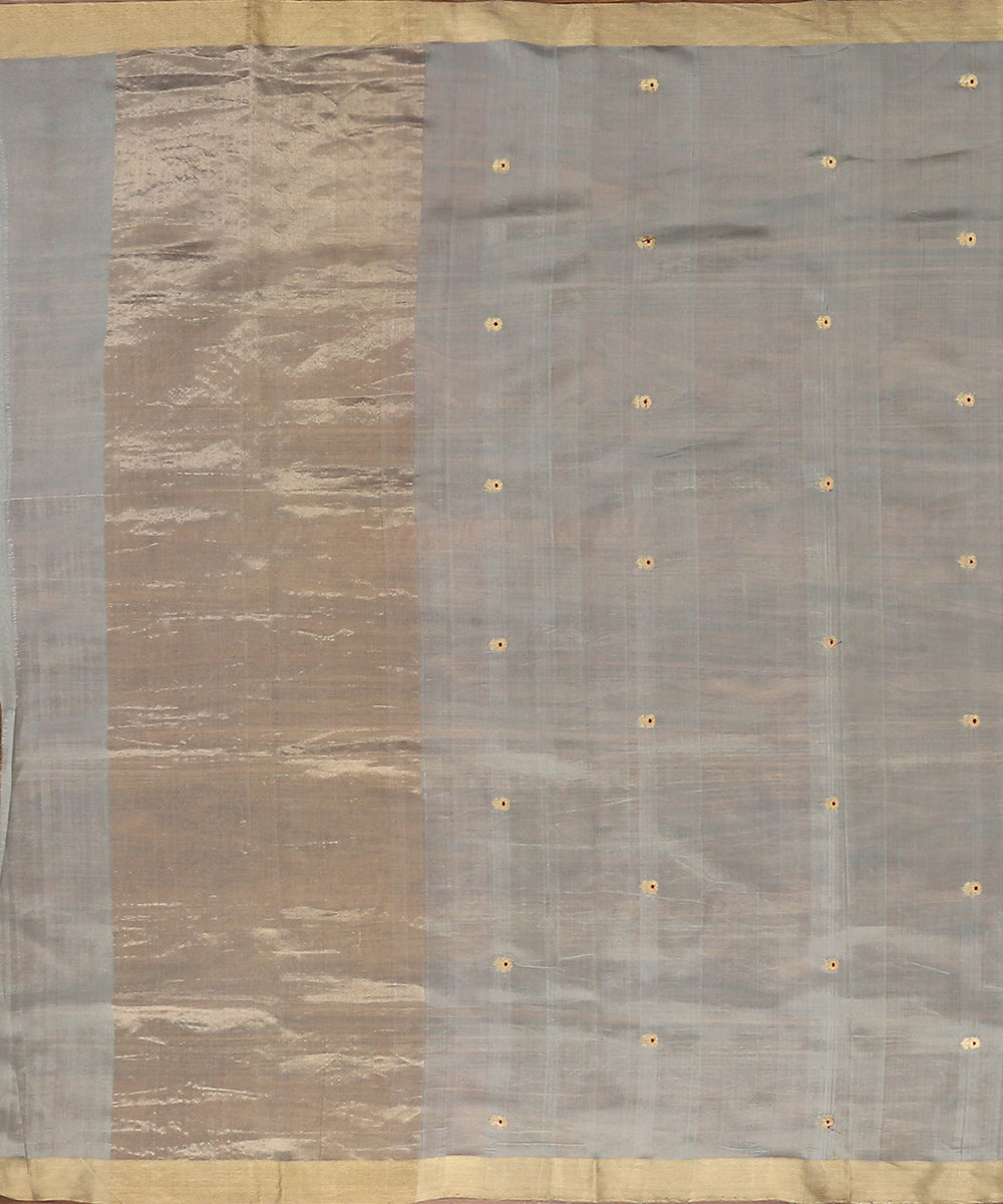 Grey_Handloom_Eknaliya_Chanderi_Silk_Dupatta_with_Small_Zari_Booti_WeaverStory_02