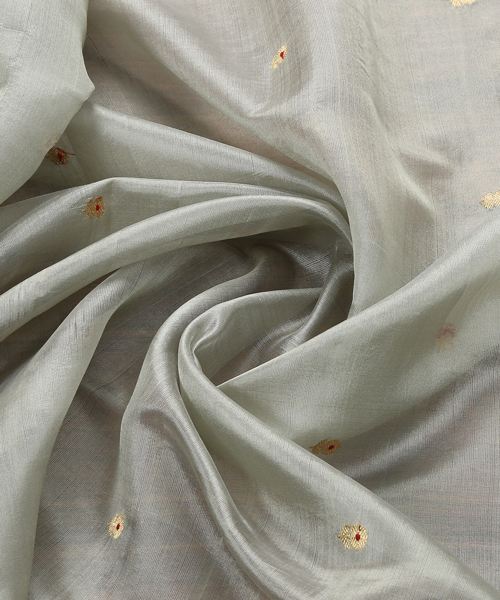 Grey_Handloom_Eknaliya_Chanderi_Silk_Dupatta_with_Small_Zari_Booti_WeaverStory_05