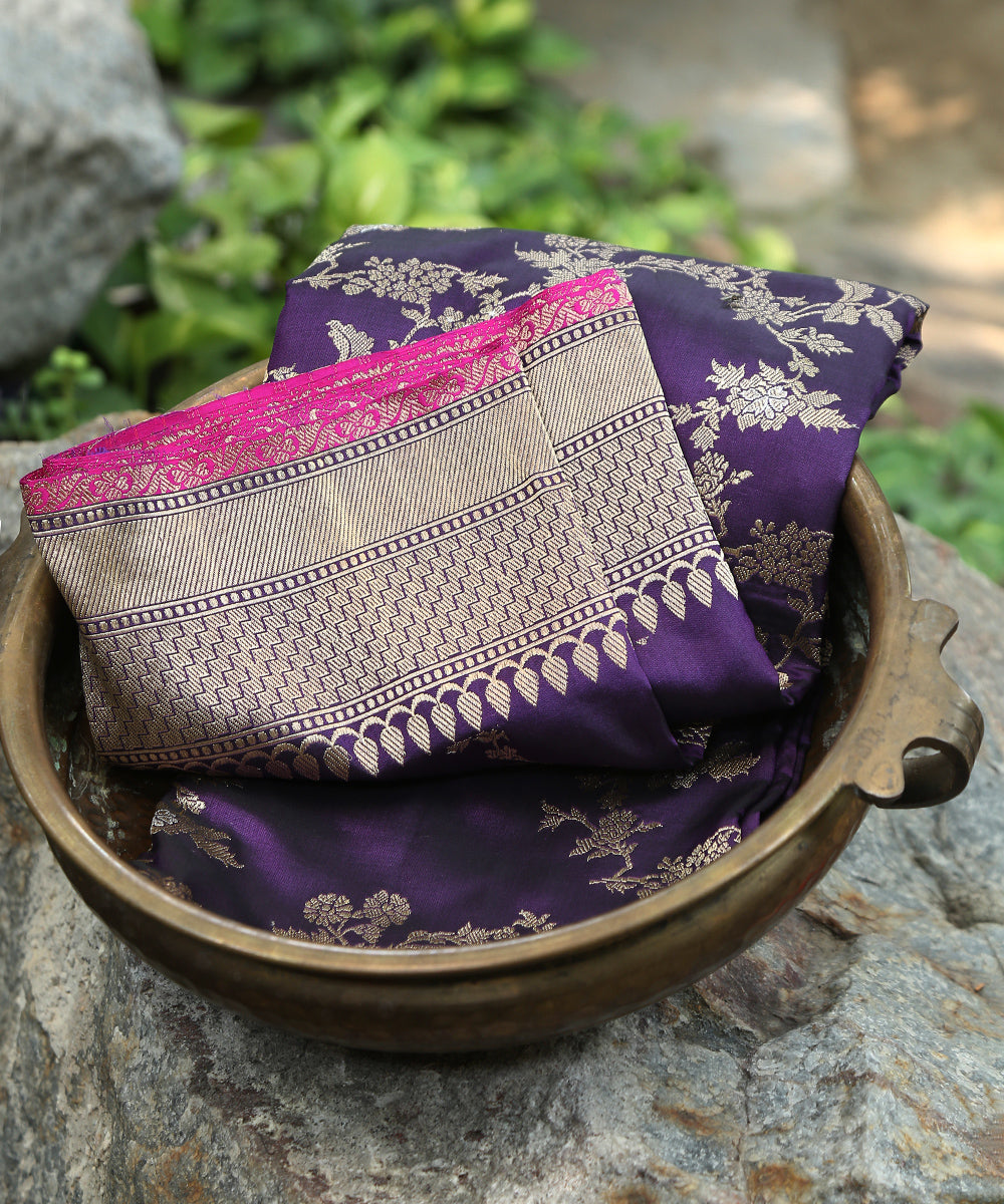 Dark_Purple_Handloom_Pure_Katan_Silk_Banarasi_Dupatta_With_Jaal_WeaverStory_01