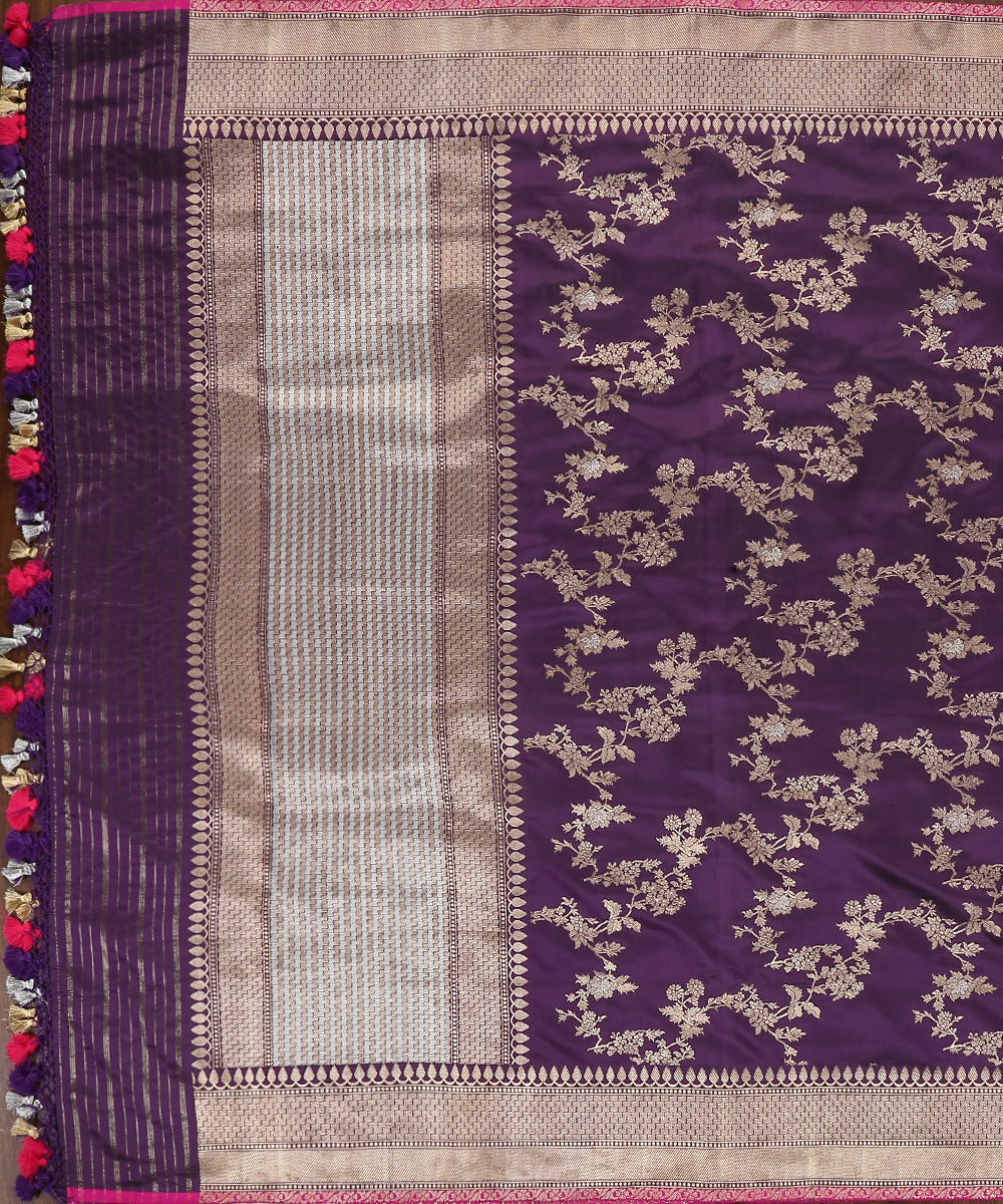 Dark_Purple_Handloom_Pure_Katan_Silk_Banarasi_Dupatta_With_Jaal_WeaverStory_02