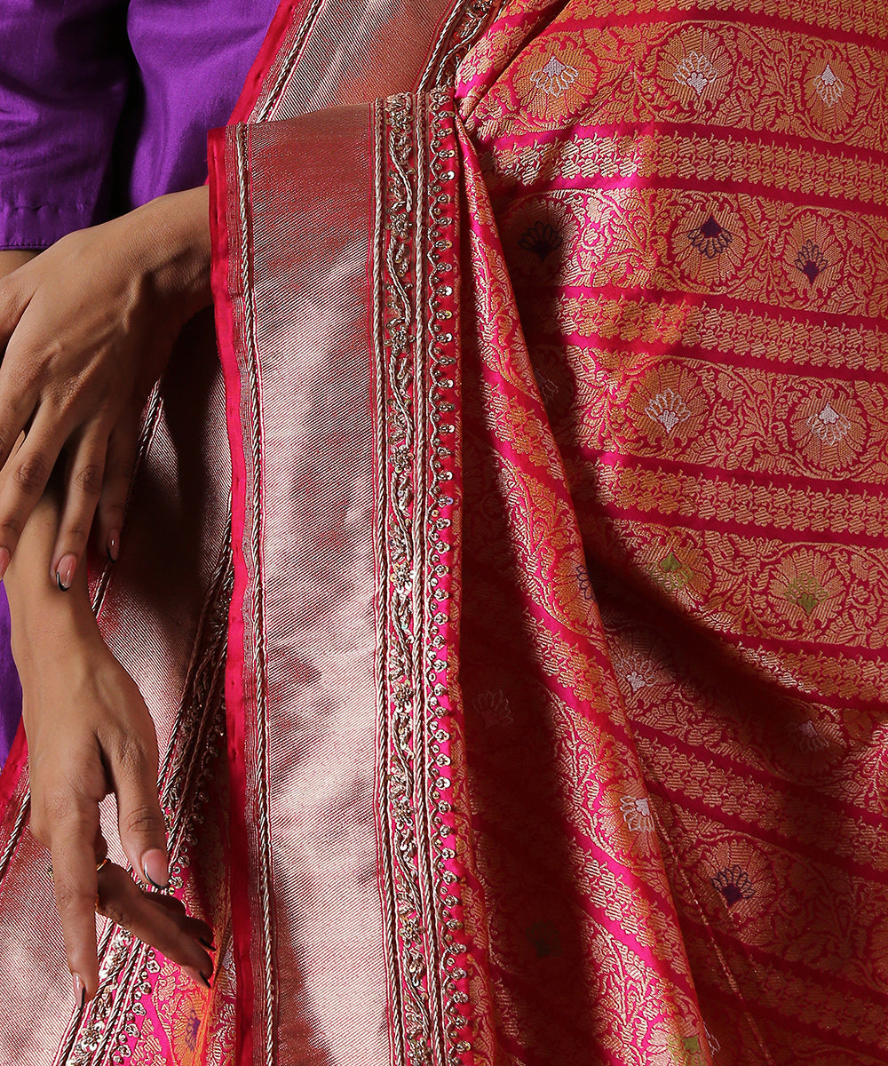 Hot_Pink_Pure_Katan_Silk_Kimkhab_Dupatta_With_Zardozi_Work_WeaverStory_03