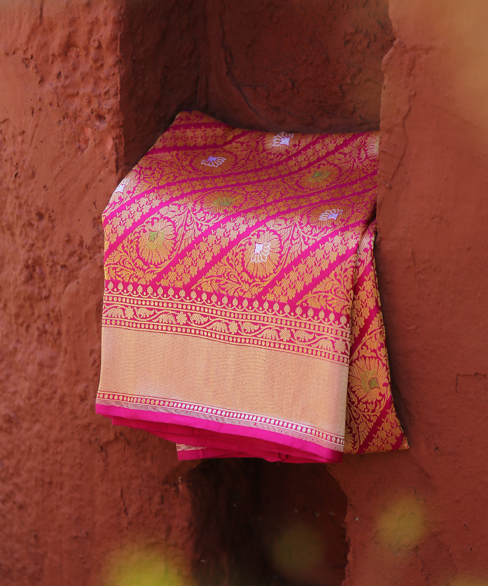 Handloom_Pink_Kimkhab_Pure_Katan_Silk_Banarasi_Dupatta_with_Aada_Jaal_WeaverStory_01