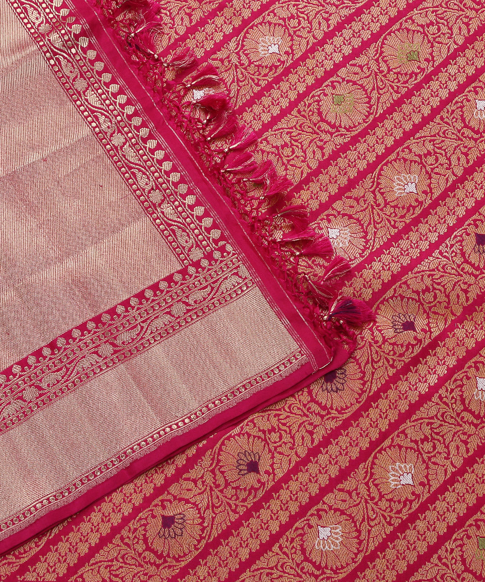 Handloom_Pink_Kimkhab_Pure_Katan_Silk_Banarasi_Dupatta_with_Aada_Jaal_WeaverStory_04
