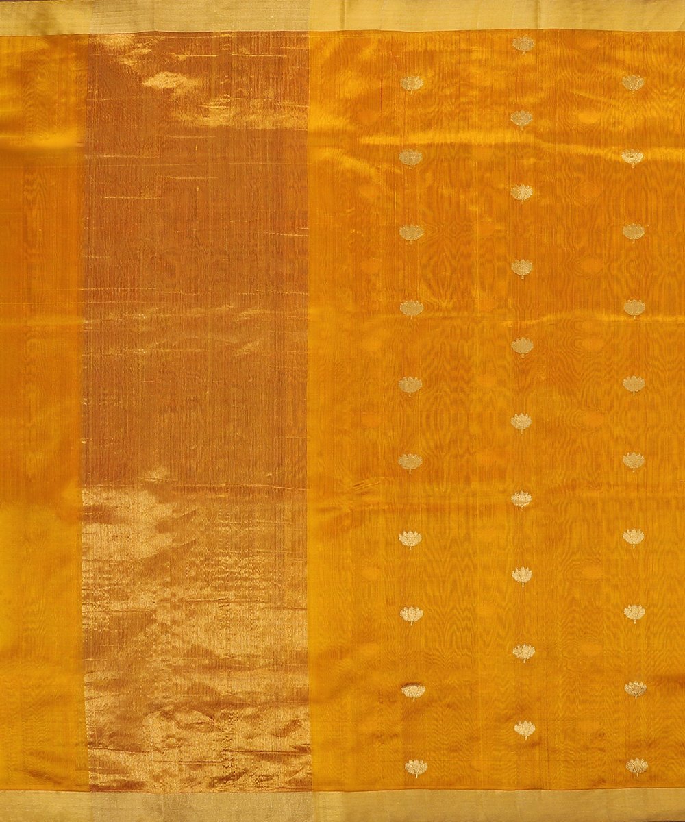 Mustard_Handloom_Pure_Chanderi_Silk_Chanderi_Dupatta_with_Mogra_Booti_WeaverStory_02