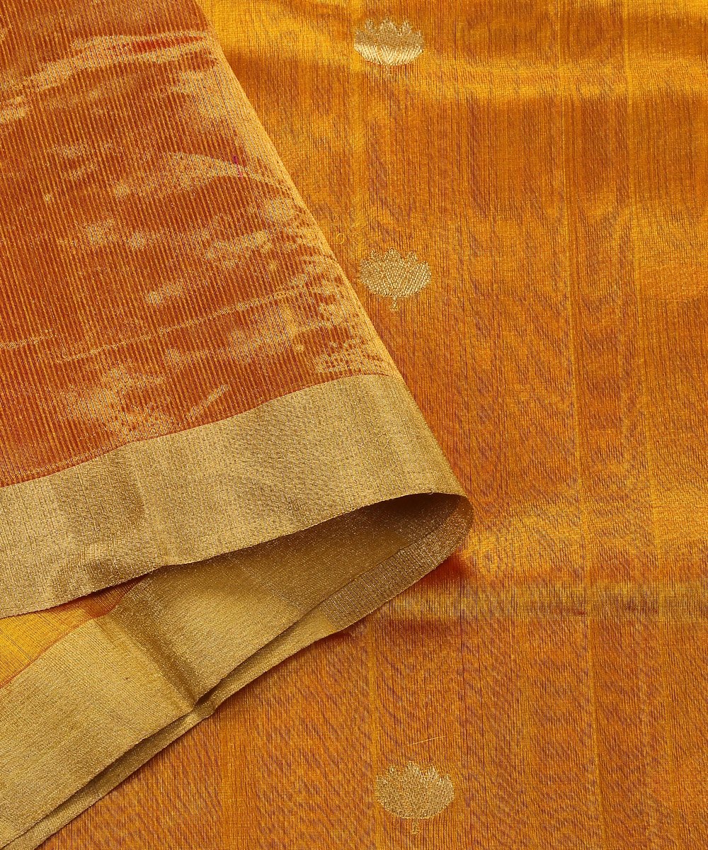 Mustard_Handloom_Pure_Chanderi_Silk_Chanderi_Dupatta_with_Mogra_Booti_WeaverStory_04