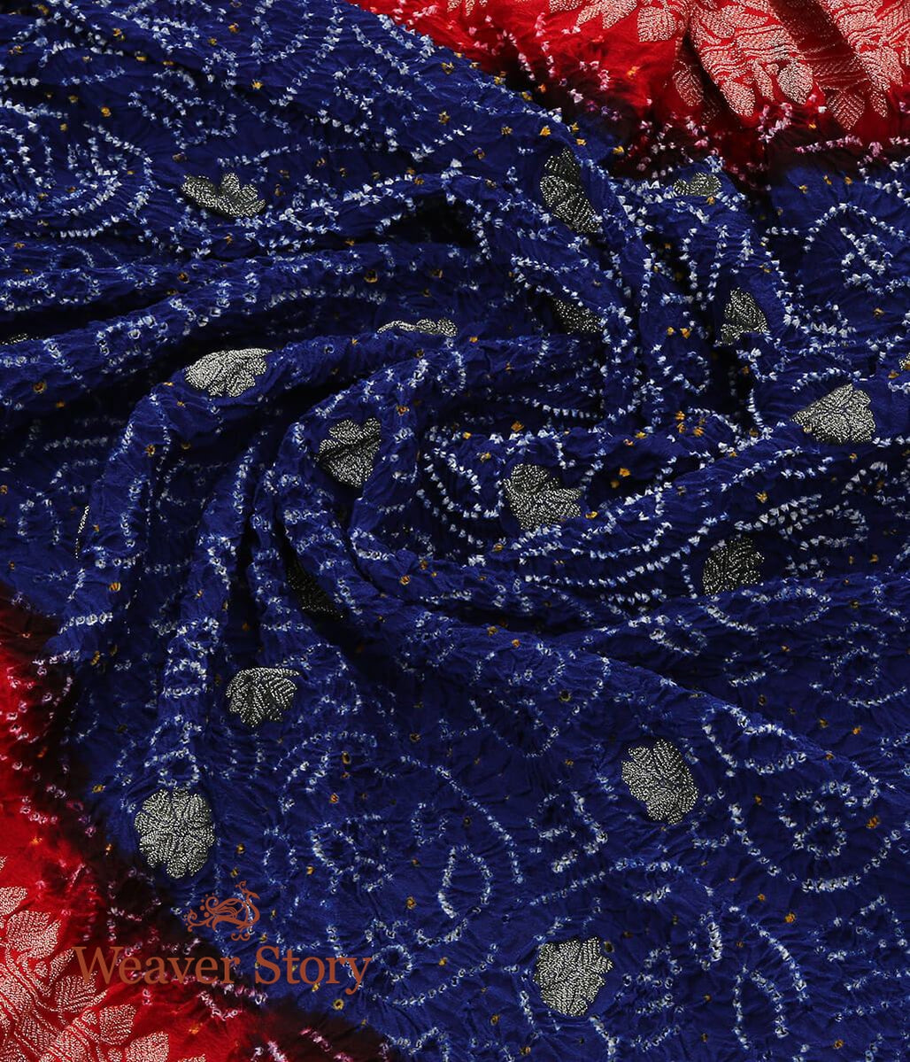 Handwoven_Blue_and_Red_Banarasi_Bandhej_Dupatta_WeaverStory_03