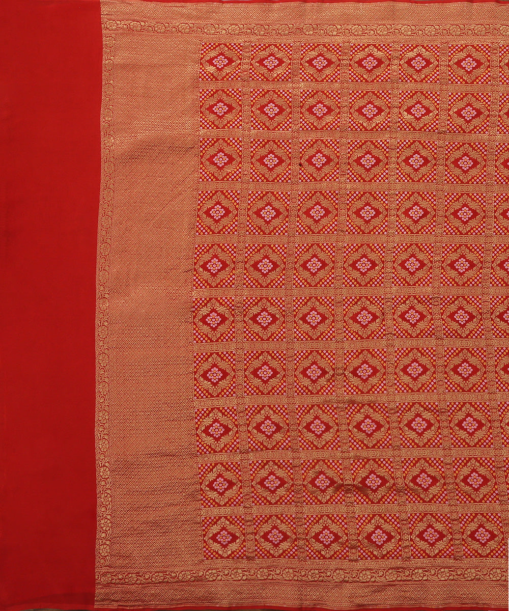 Handloom_Red_Cutwork_Weave_Banarasi_Bandhej_Dupatta_WeaverStory_02