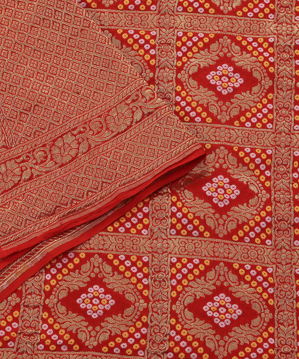 Handloom_Red_Cutwork_Weave_Banarasi_Bandhej_Dupatta_WeaverStory_04
