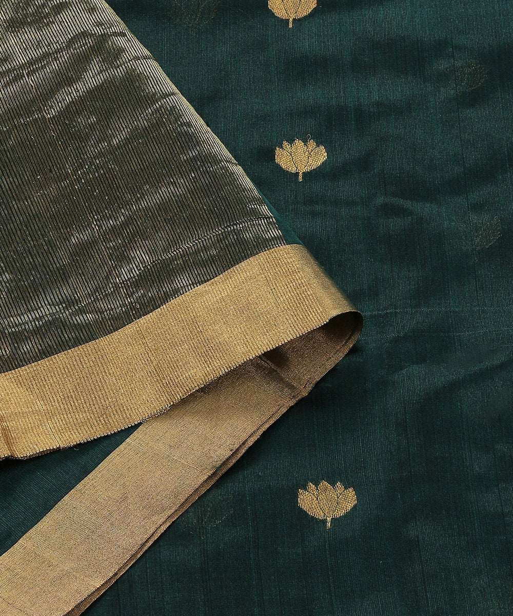 Green_Handloom_Eknaliya_Chanderi_Silk_Dupatta_with_Lotus_Motifs_WeaverStory_02
