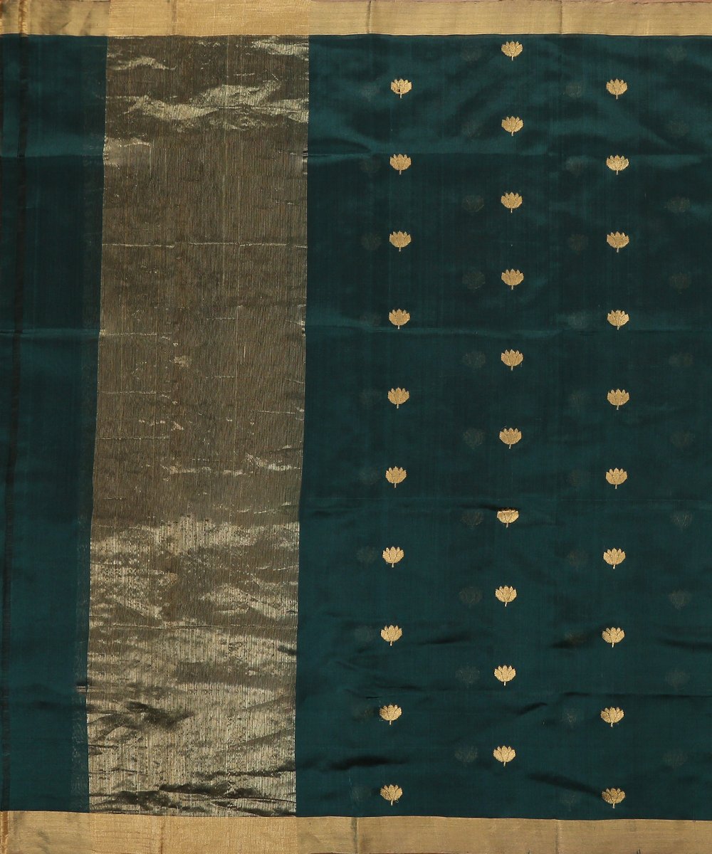 Green_Handloom_Eknaliya_Chanderi_Silk_Dupatta_with_Lotus_Motifs_WeaverStory_03