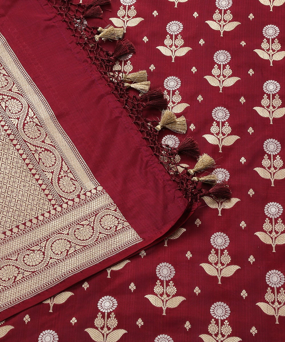 Handloom_Wine_Pure_Katan_Silk_Sona_Rupa_Banarasi_Dupatta_with_Sunflower_Zari_Motif_WeaverStory_04