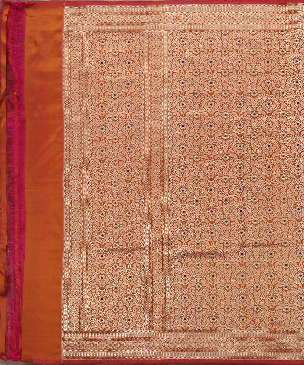 Handloom_Rust_And_Pink_Dual_Tone_Brocade_Pure_Katan_Silk_Banarasi_Dupatta_With_Meenakari_WeaverStory_02