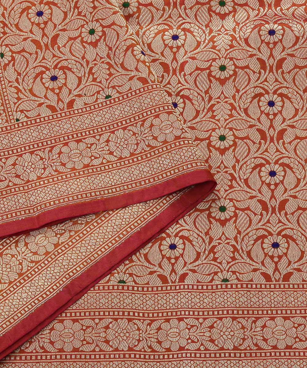 Handloom_Rust_And_Pink_Dual_Tone_Brocade_Pure_Katan_Silk_Banarasi_Dupatta_With_Meenakari_WeaverStory_03