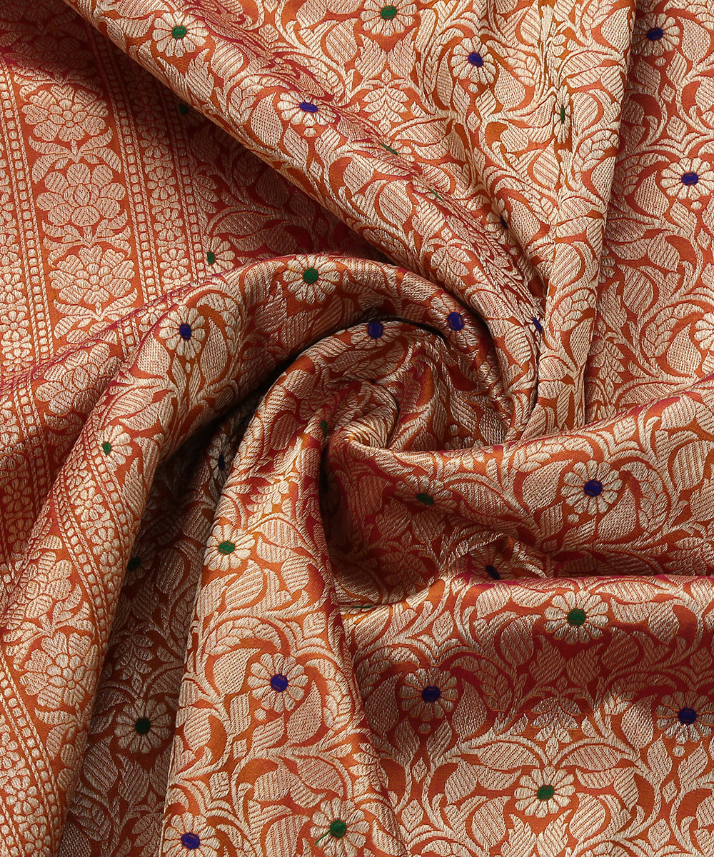 Handloom_Rust_And_Pink_Dual_Tone_Brocade_Pure_Katan_Silk_Banarasi_Dupatta_With_Meenakari_WeaverStory_04