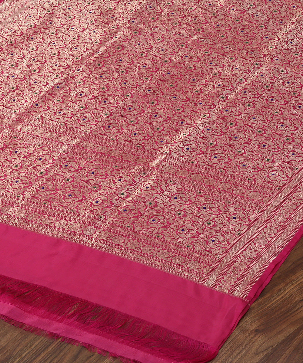 Pink_Handloom_Brocade_Pure_Katan_Silk_Banarasi_Dupatta_With_Meenakari_WeaverStory_03