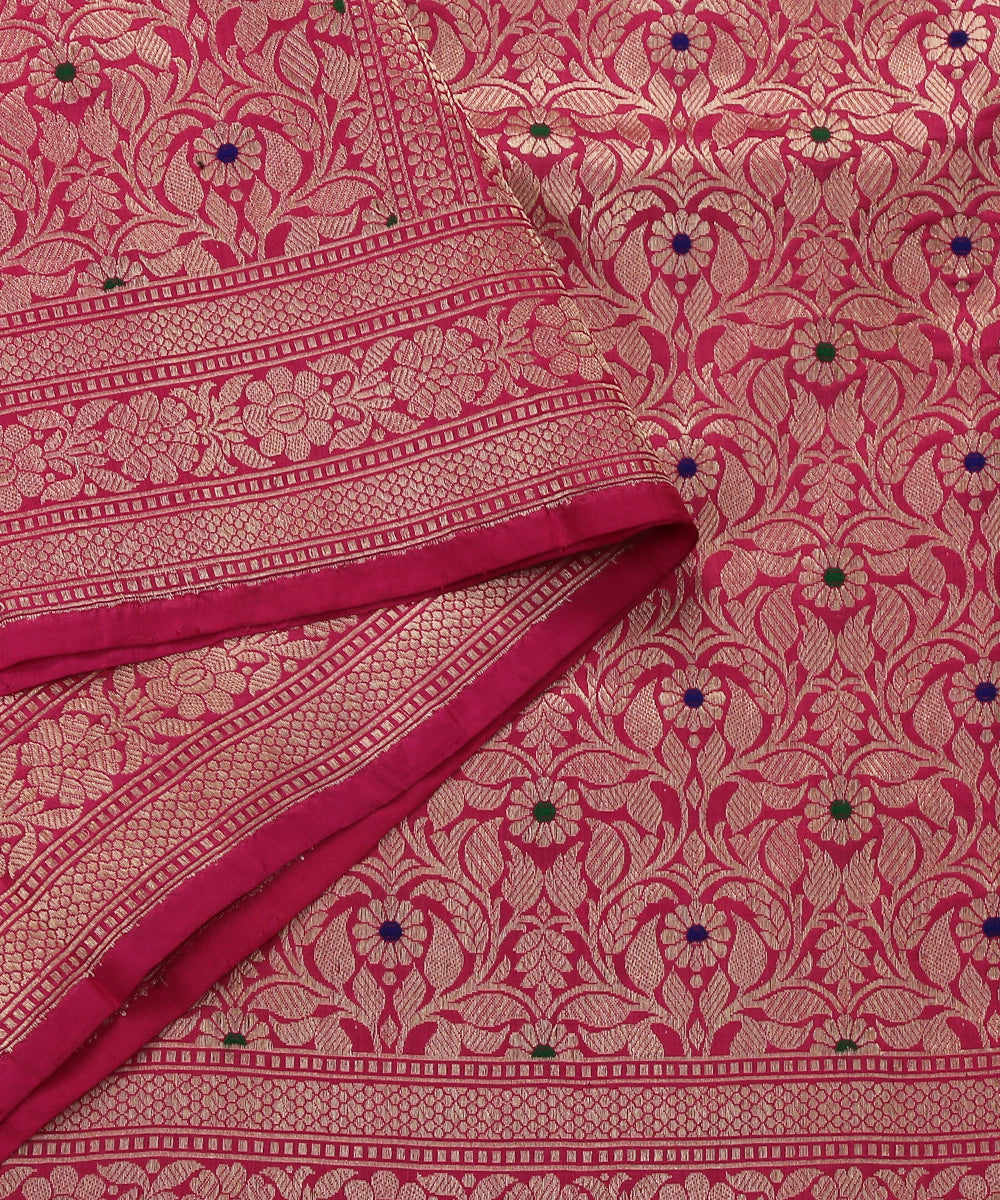 Pink_Handloom_Brocade_Pure_Katan_Silk_Banarasi_Dupatta_With_Meenakari_WeaverStory_04