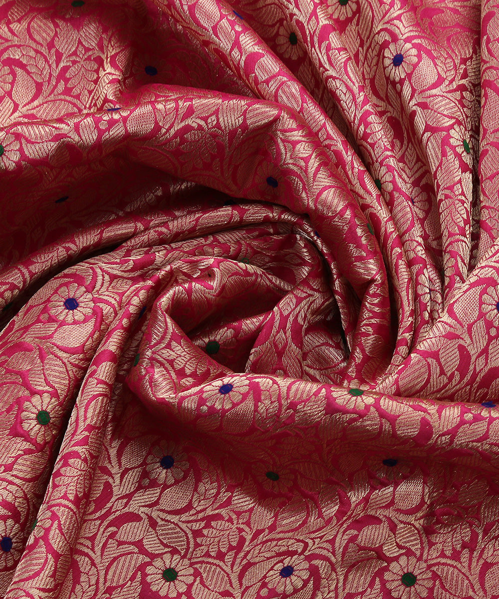Pink_Handloom_Brocade_Pure_Katan_Silk_Banarasi_Dupatta_With_Meenakari_WeaverStory_05